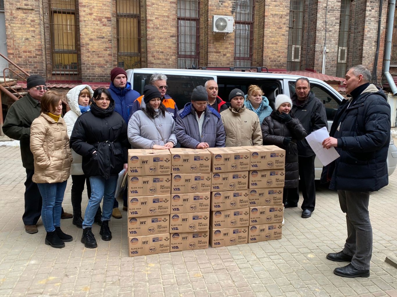Ukrainian Railway workers receive food packages funded by Rail Partners with Ukraine